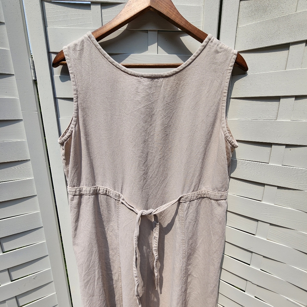 Vintage Eileen Fisher Cotton Tencel Button Front A-line Back Tie Maxi Dress - Picture 7 of 12
